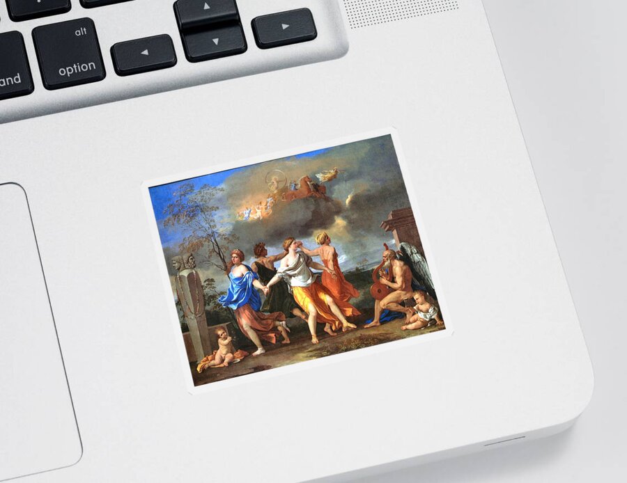 Nicolas Poussin Sticker featuring the painting Dance to the Music of Time by Nicolas Poussin