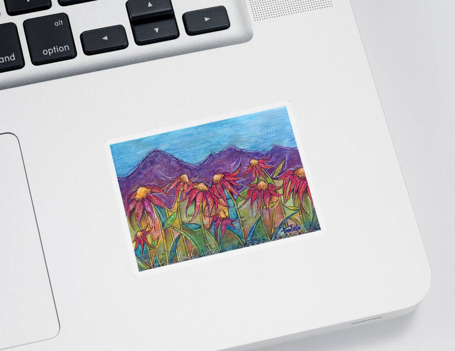 Nature Sticker featuring the painting Dancing Flowers by Tanielle Childers