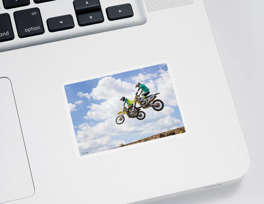 Motorcycle Sticker featuring the photograph Daring Duo by Fran Gallogly