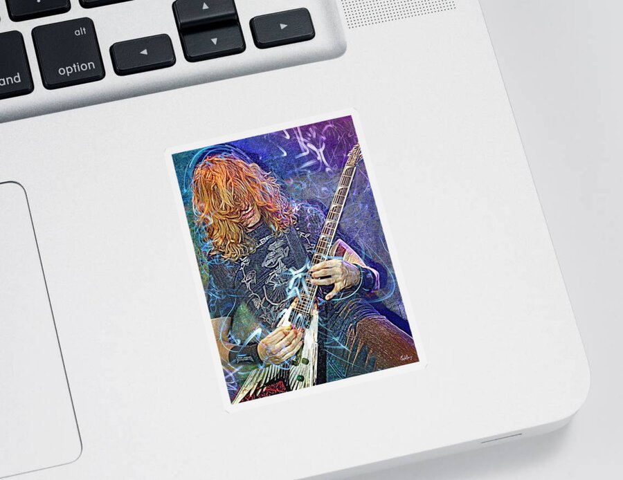 Dave Mustaine Sticker featuring the mixed media Dave Mustaine, Megadeth by Mal Bray