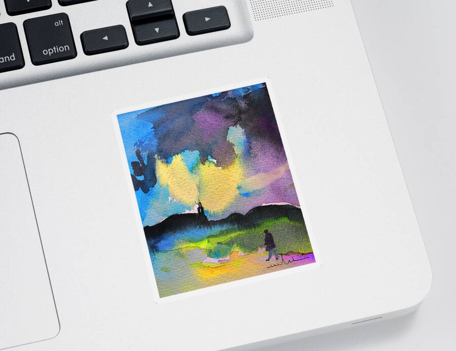 Watercolour Painting Sticker featuring the painting Dawn 05 by Miki De Goodaboom