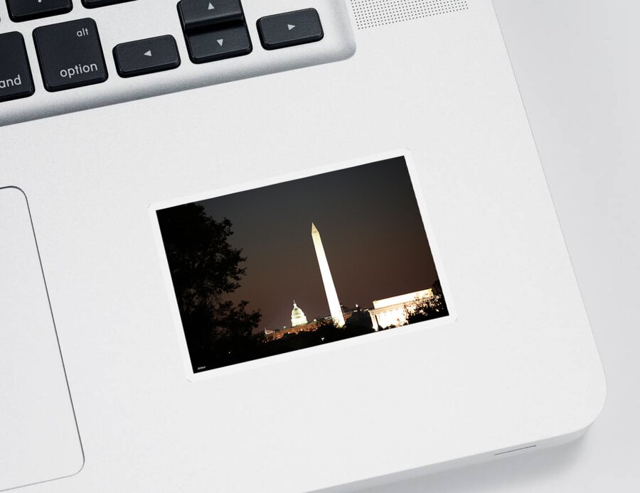 Us Sticker featuring the photograph DC Monuments Triumvirate by Ronald Reid