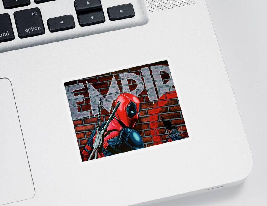 Deadpool Sticker featuring the painting Deadpool Painting by Paul Meijering