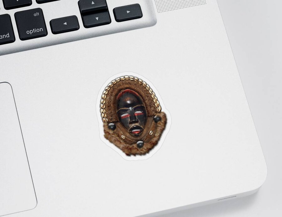 'treasures Of Africa' Collection By Serge Averbukh Sticker featuring the digital art Dean Gle Mask by Dan People of the Ivory Coast and Liberia on Red Velvet by Serge Averbukh