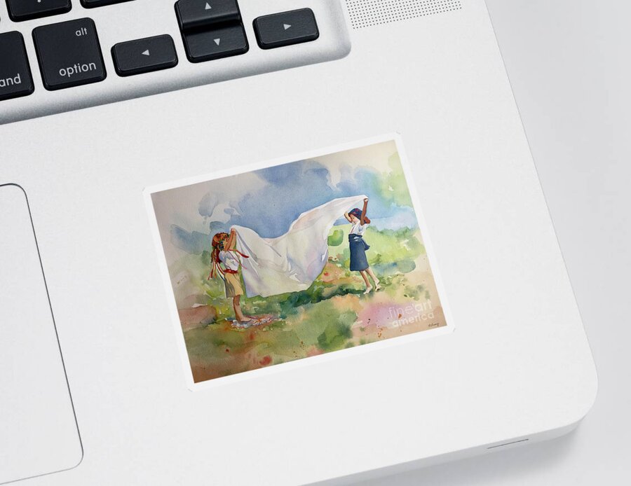 Girl Sticker featuring the painting Dejeuner sur Herbe by Francoise Chauray