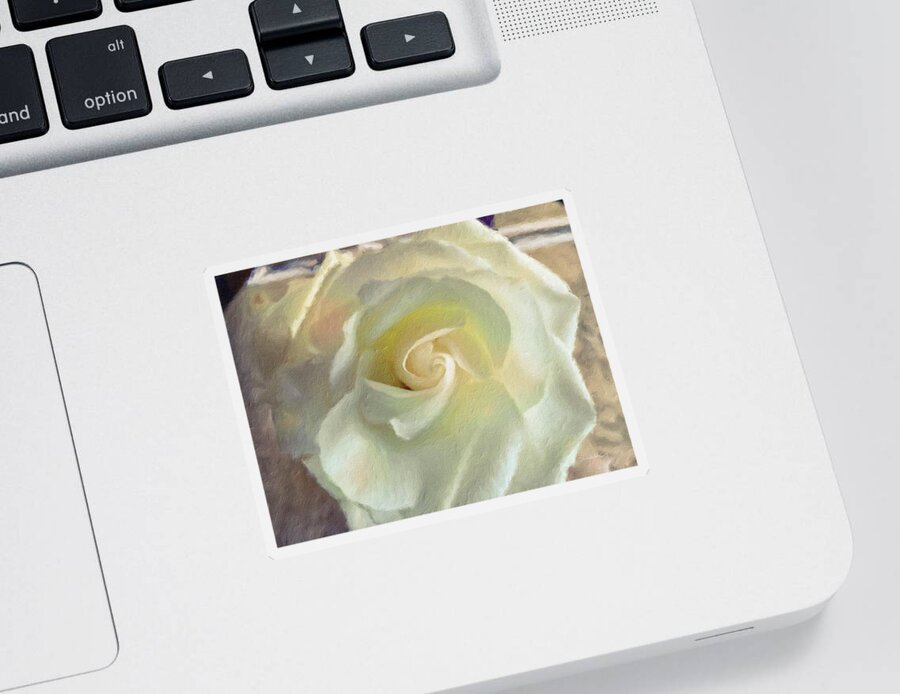 Rose Sticker featuring the photograph Delicate Soft White Rose by Diane Lindon Coy