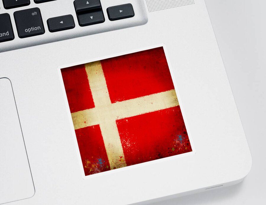 Chalk Sticker featuring the painting Denmark flag by Setsiri Silapasuwanchai