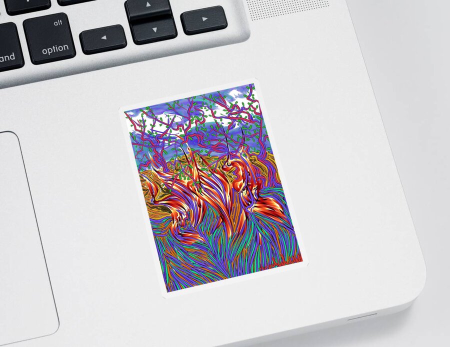 Landscape Sticker featuring the digital art Desert Wildfire by Angela Weddle