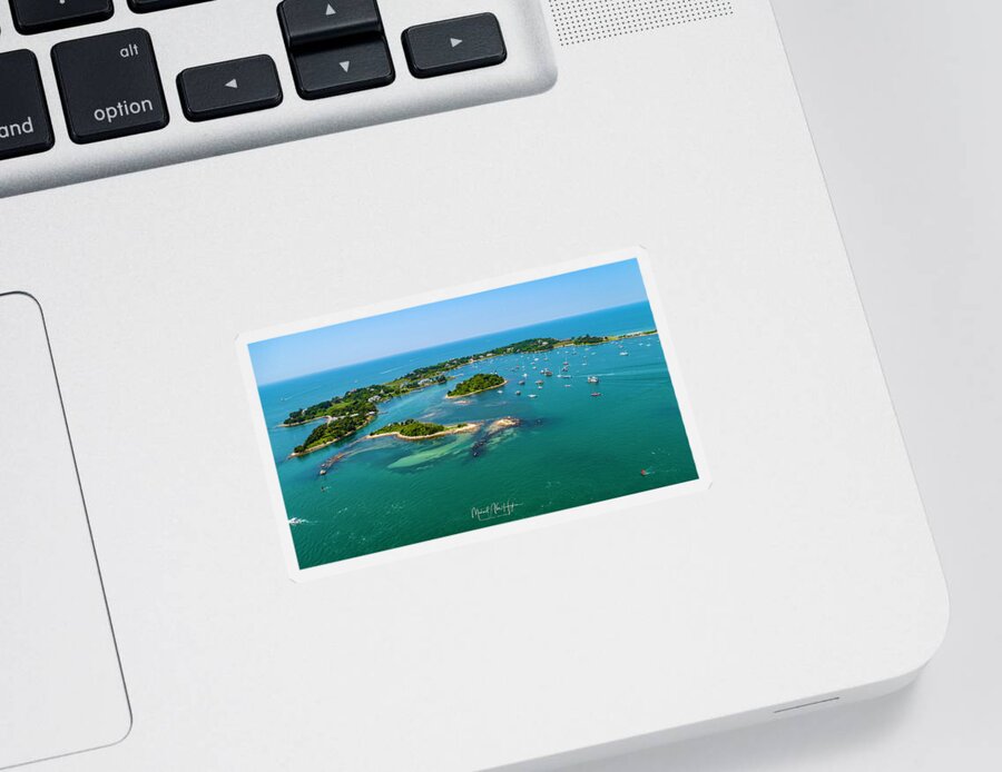 Penzanace Point Sticker featuring the photograph Devils Foot Island by Veterans Aerial Media LLC