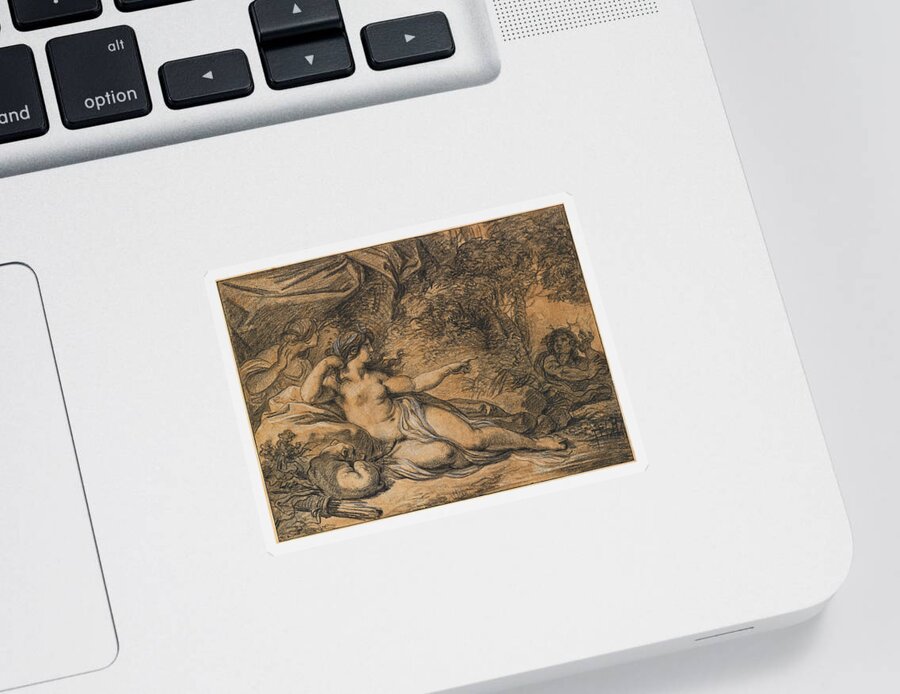 Francois-andre Vincent Sticker featuring the drawing Diana and Actaeon by Francois-Andre Vincent