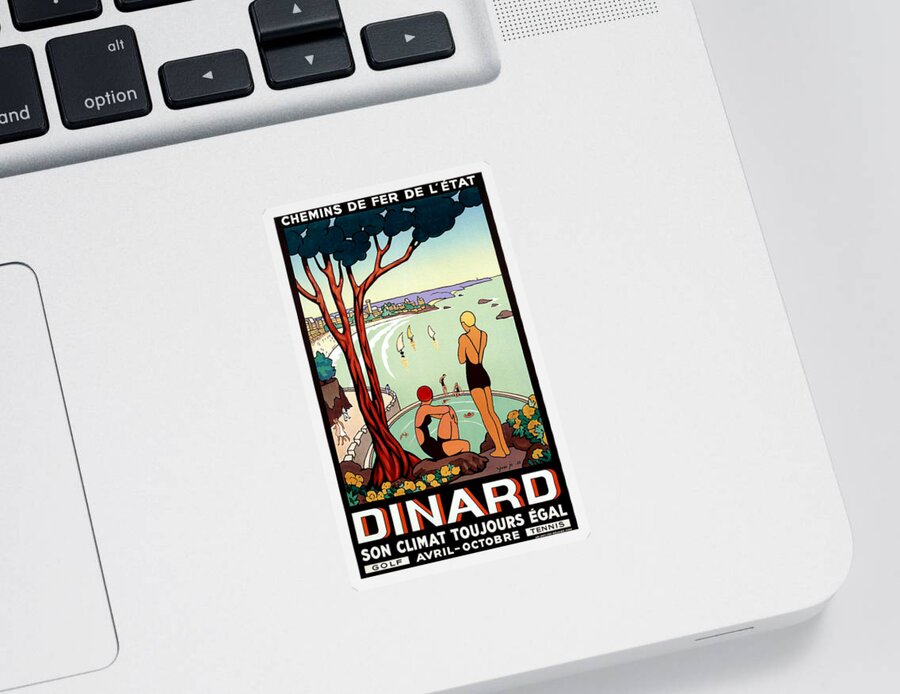 Dinard Sticker featuring the painting Dinard, French riviera, two swimmers by Long Shot
