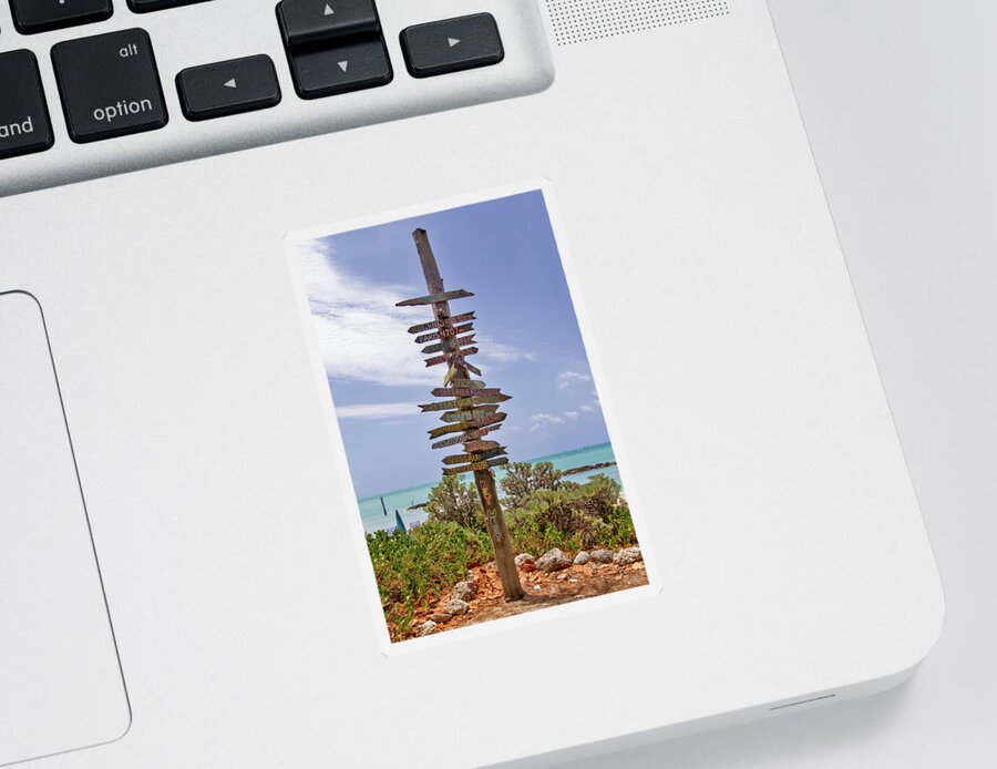 Signpost Sticker featuring the photograph Distance From Key West by Bob Slitzan