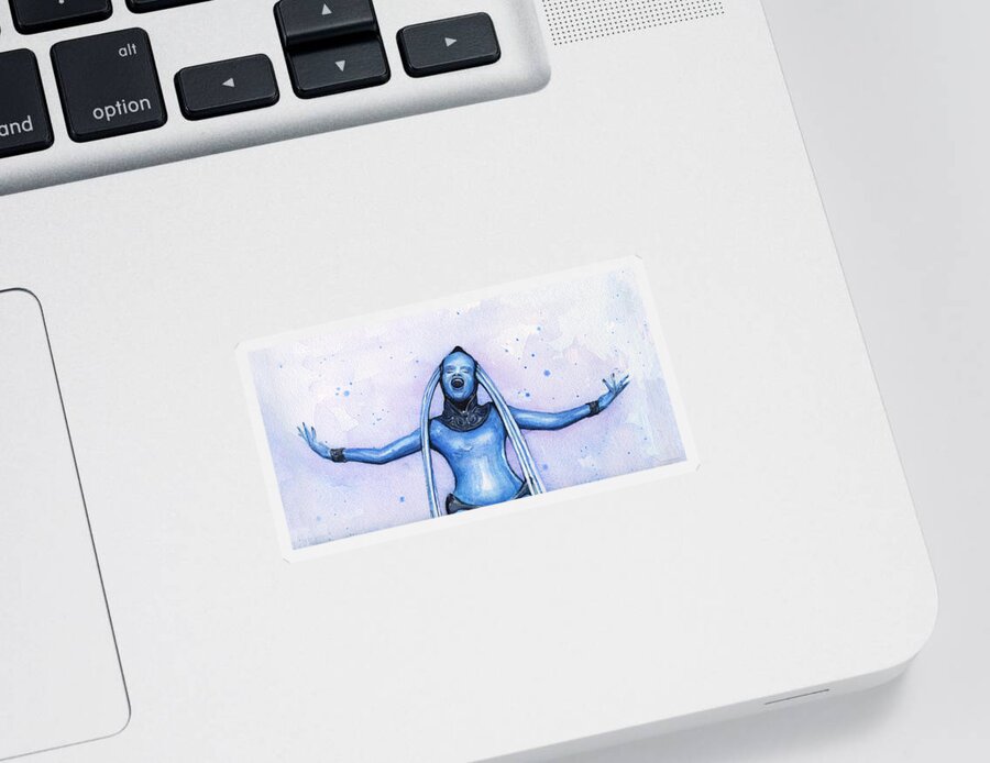 Watercolor Sticker featuring the painting Diva Plavalaguna Fifth Element by Olga Shvartsur