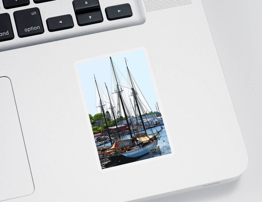 New-england Sticker featuring the digital art Docked Masts by Kirt Tisdale