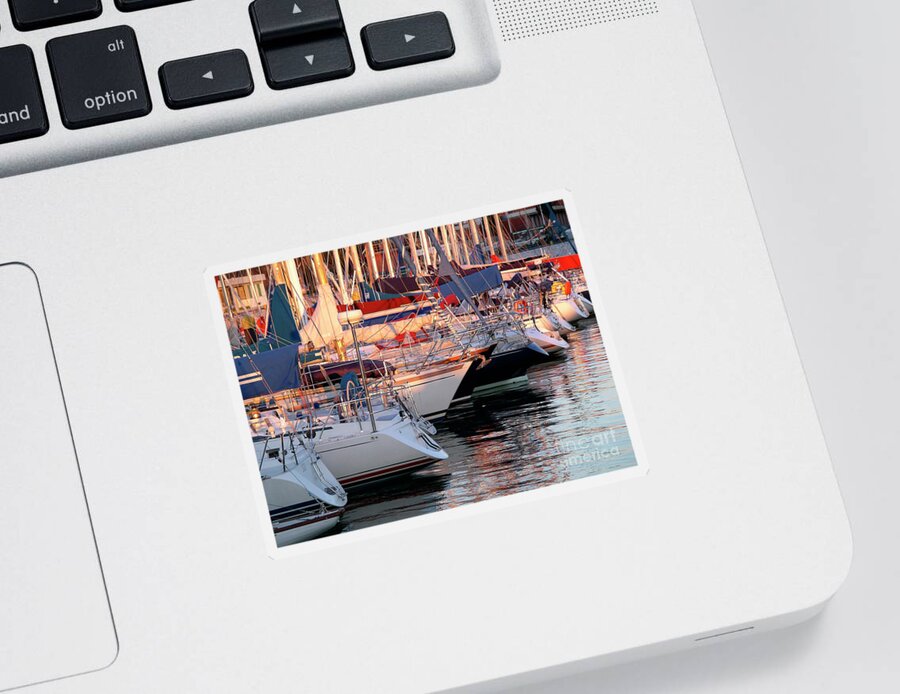 Anchor Sticker featuring the photograph Docked Yatchs by Carlos Caetano
