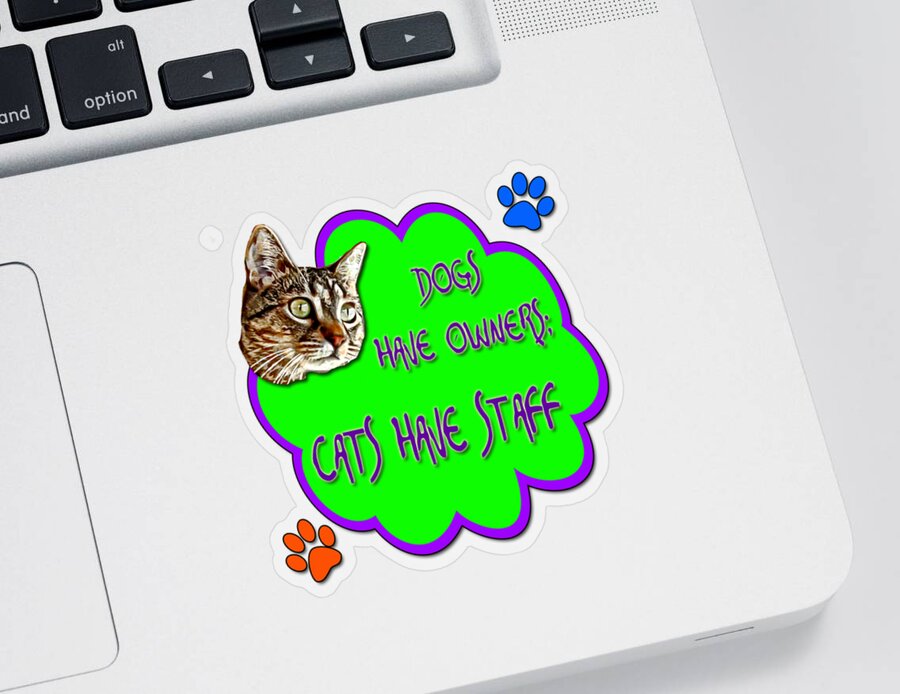 Dogs Sticker featuring the digital art Dogs Have Owners Cats Have Staff by David G Paul