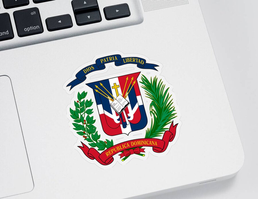Dominican Republic Sticker featuring the drawing Dominican Republic Coat of Arms by Movie Poster Prints