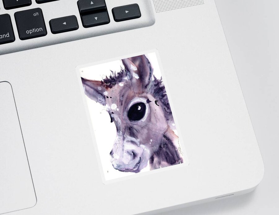 Donkey Sticker featuring the painting Donkey by Dawn Derman