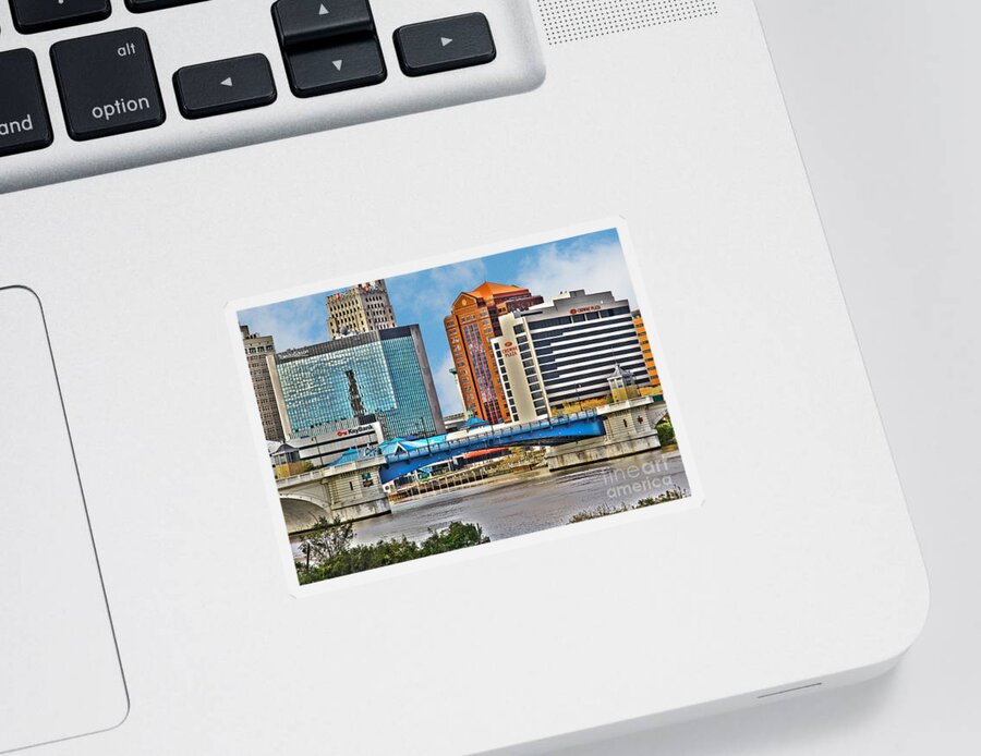 Toledo Ohio Sticker featuring the photograph Downtown Toledo Riverfront by Jack Schultz