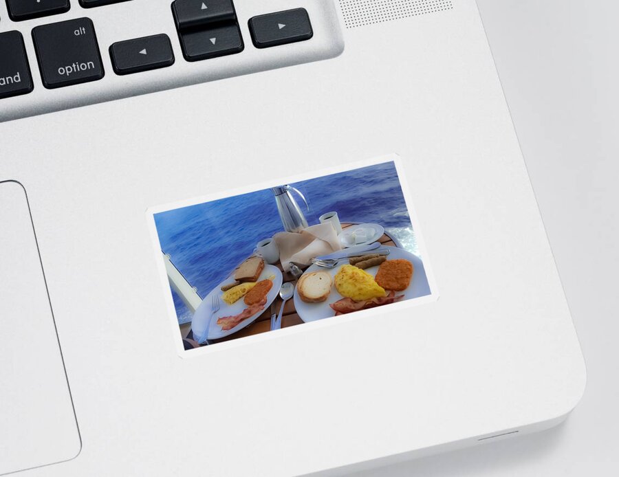 Breakfast Sticker featuring the photograph Dreaming of Breakfast at Sea by DigiArt Diaries by Vicky B Fuller
