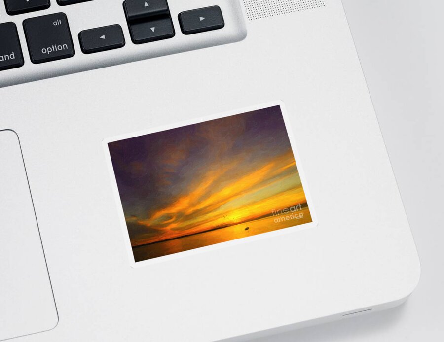 Sunset Sticker featuring the painting Drifting by Chris Armytage