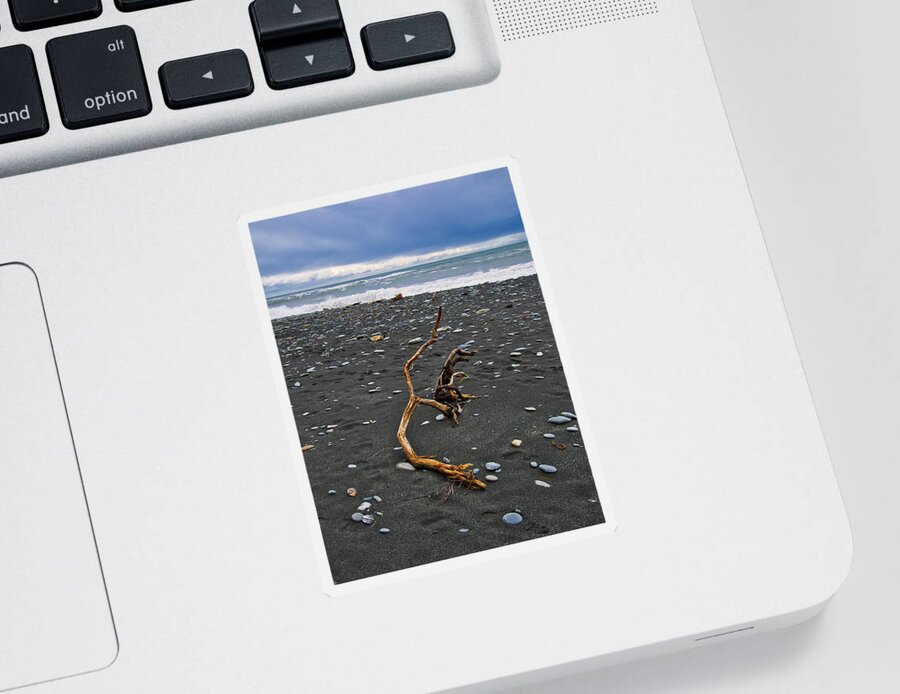 New Zealand Sticker featuring the photograph Driftwood - Okarito Beach - New Zealand by Steven Ralser