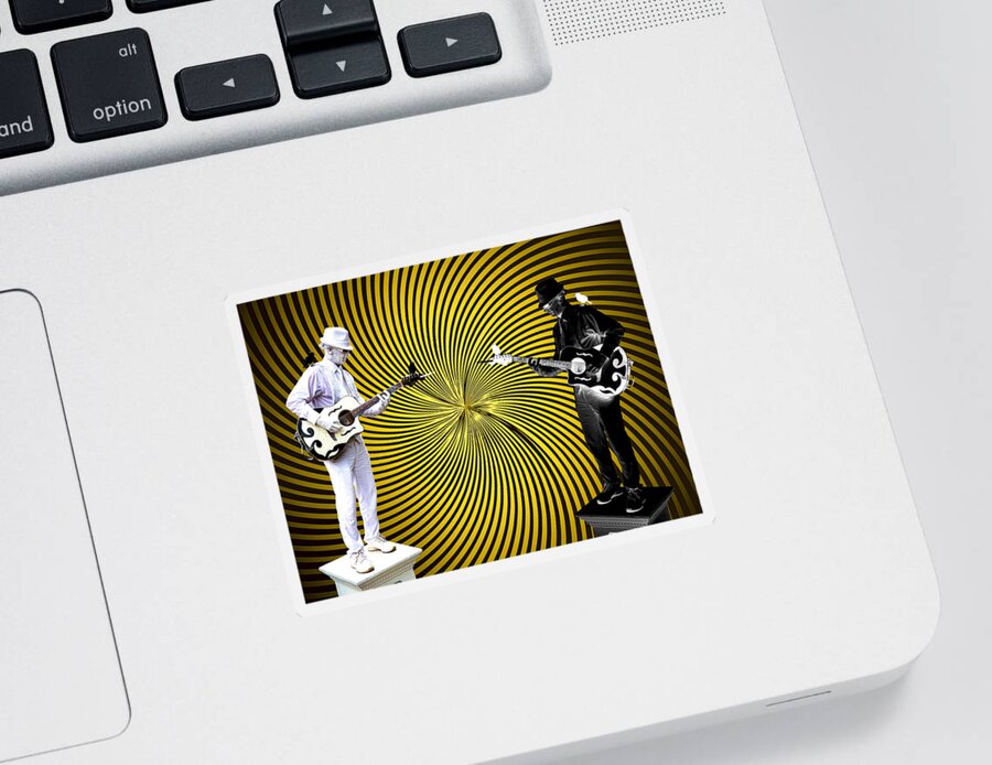 Mimes Sticker featuring the digital art Dueling Mimes by John Haldane