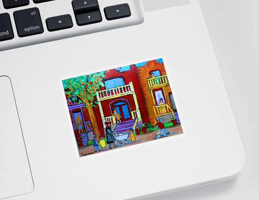 Judaica Sticker featuring the painting Durocher Street Montreal by Carole Spandau