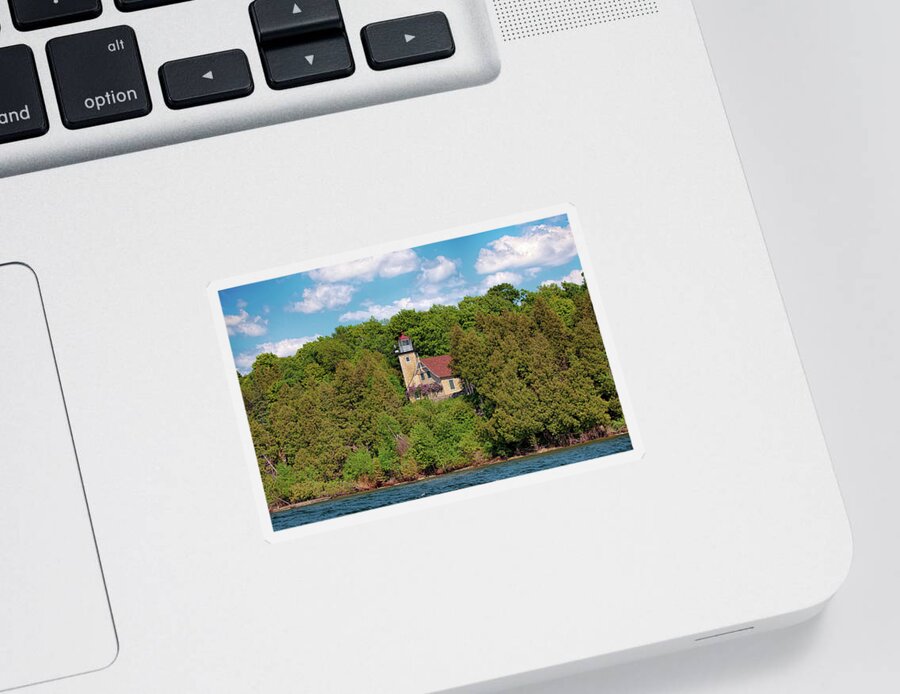 Lighthouses Sticker featuring the photograph Eagle Bluff Light by Susan Rissi Tregoning