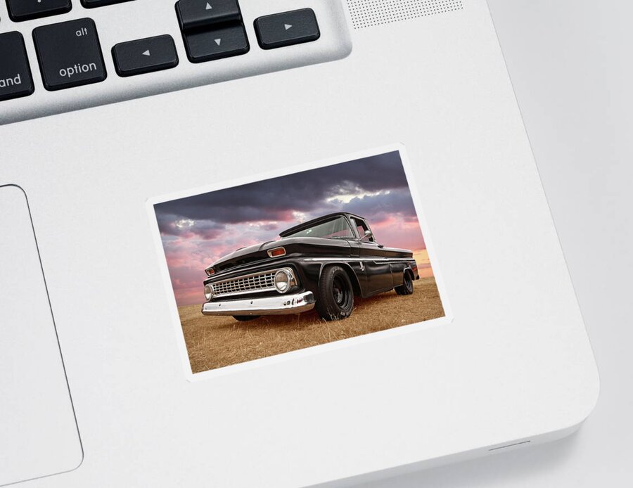 Chevrolet Truck Sticker featuring the photograph Early Sixties Chevy C10 at Sunset by Gill Billington