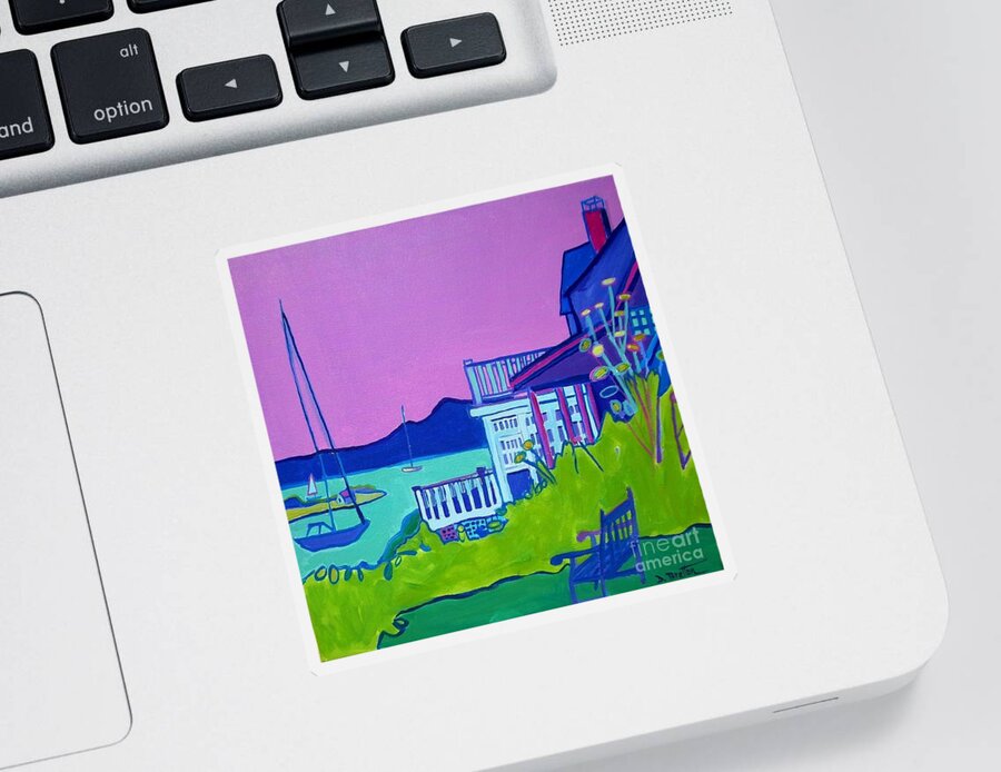 Landscape Sticker featuring the painting Edgartown Porches by Debra Bretton Robinson