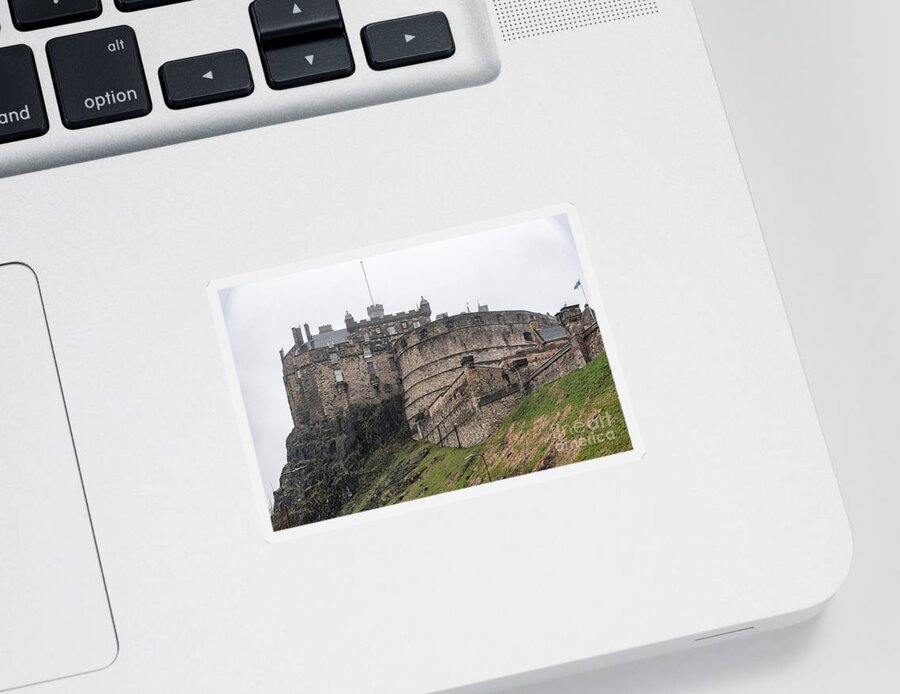 Dreek Sticker featuring the photograph Edinburgh Castle in the Misty Rain by Antony McAulay