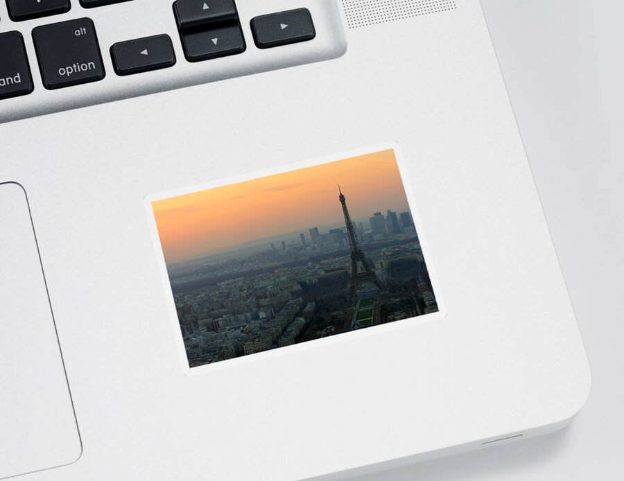 Eiffel Sticker featuring the photograph Eiffel Tower at Dusk by Sebastian Musial