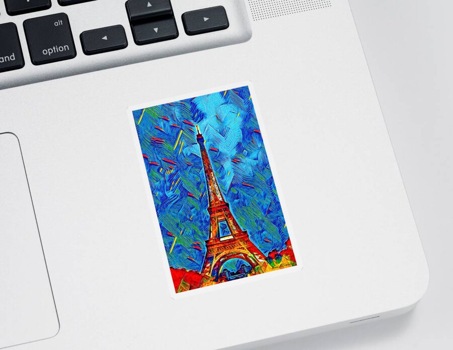 Icon Sticker featuring the digital art Eiffel Tower by Pennie McCracken