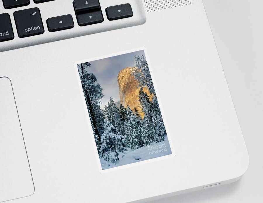 North America Sticker featuring the photograph El Capitan on a Winter Morning Yosemite National Park California by Dave Welling
