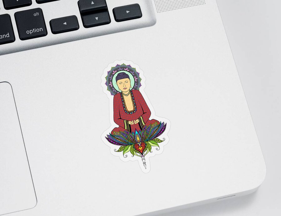 Buddha Sticker featuring the digital art Electric Buddha by Tammy Wetzel