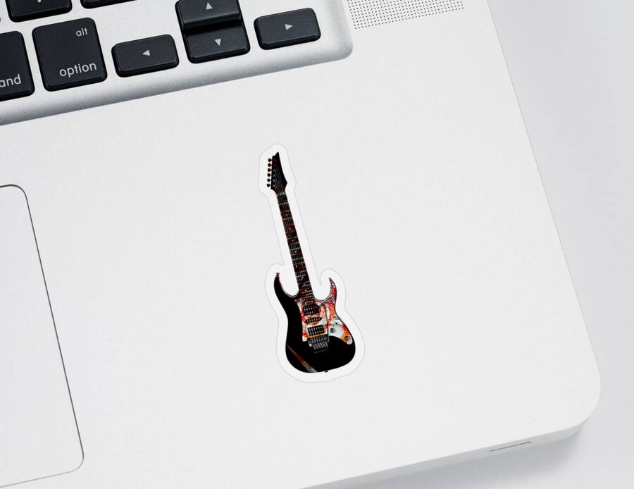 Music Sticker featuring the digital art Electric Guitar - Musical Instruments by Anastasiya Malakhova