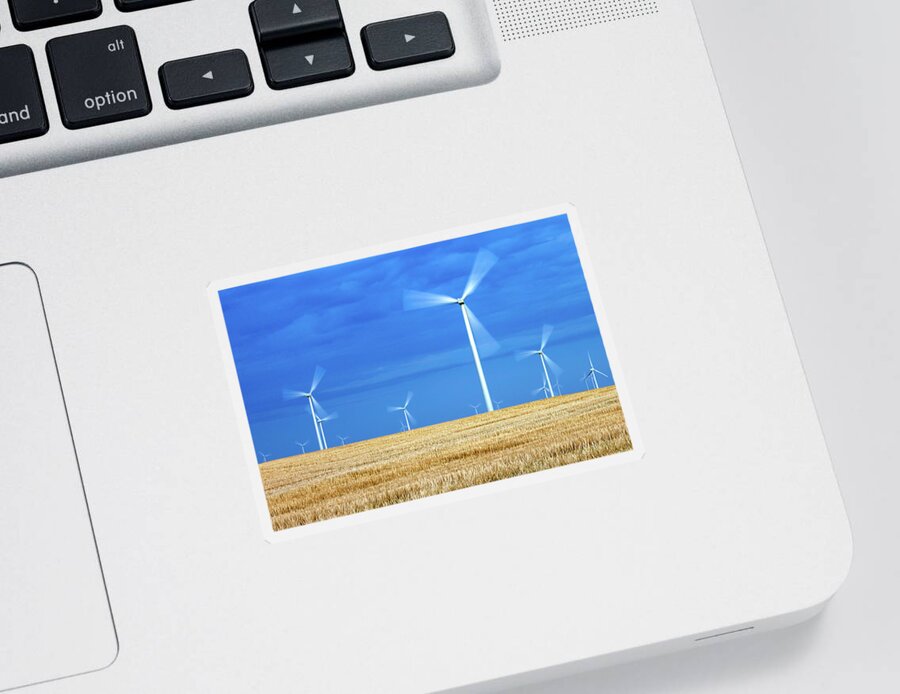 Wind Turbines Sticker featuring the photograph Electric Pinwheels by Todd Klassy