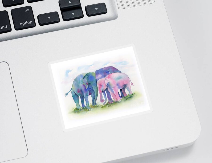 Elephant Sticker featuring the painting Elephant Hug by Amy Kirkpatrick