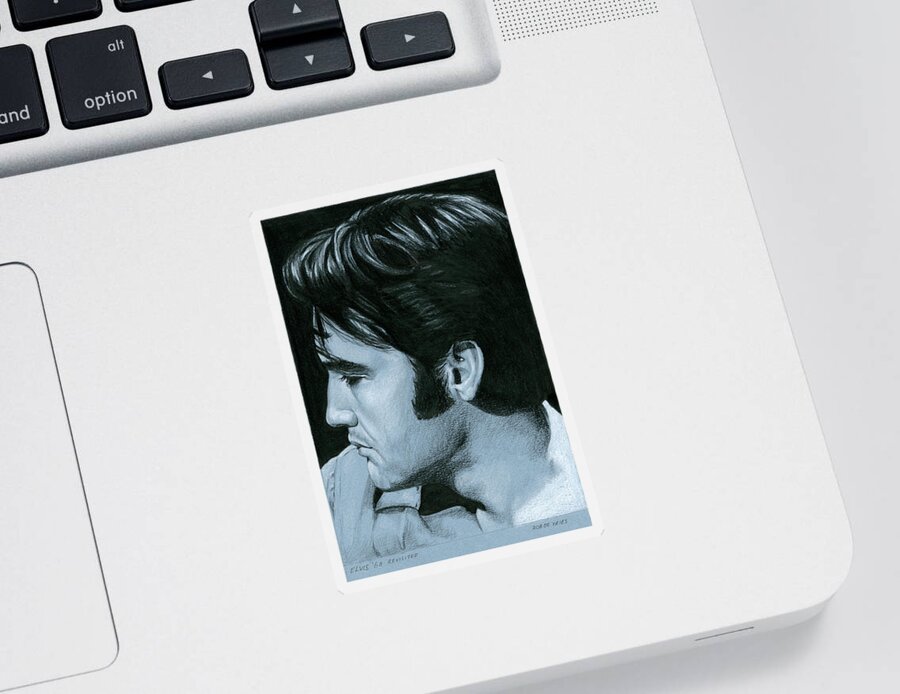 Elvis Sticker featuring the drawing Elvis 68 revisited by Rob De Vries