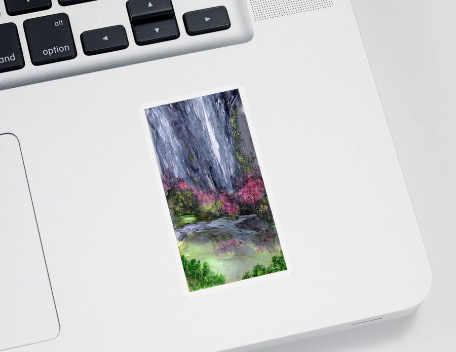 Abstract Landscape Sticker featuring the painting Emerald Grotto by Charlene Fuhrman-Schulz