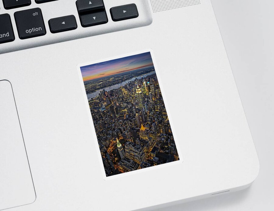 Aerial View Sticker featuring the photograph Empire State Aerial View by Susan Candelario