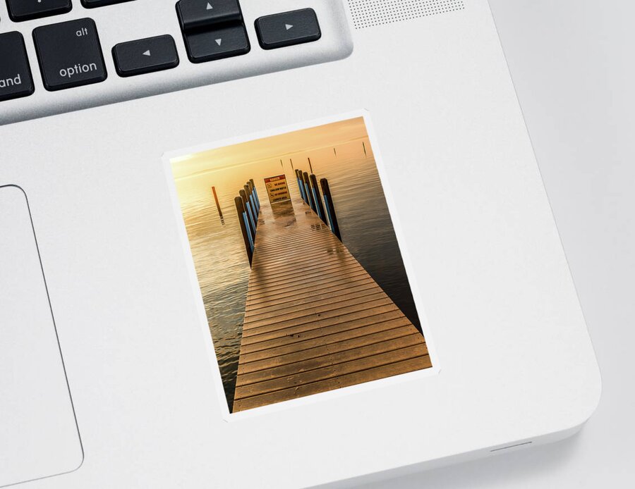 Higgins Lake Sticker featuring the photograph Empty Dock by Joe Holley