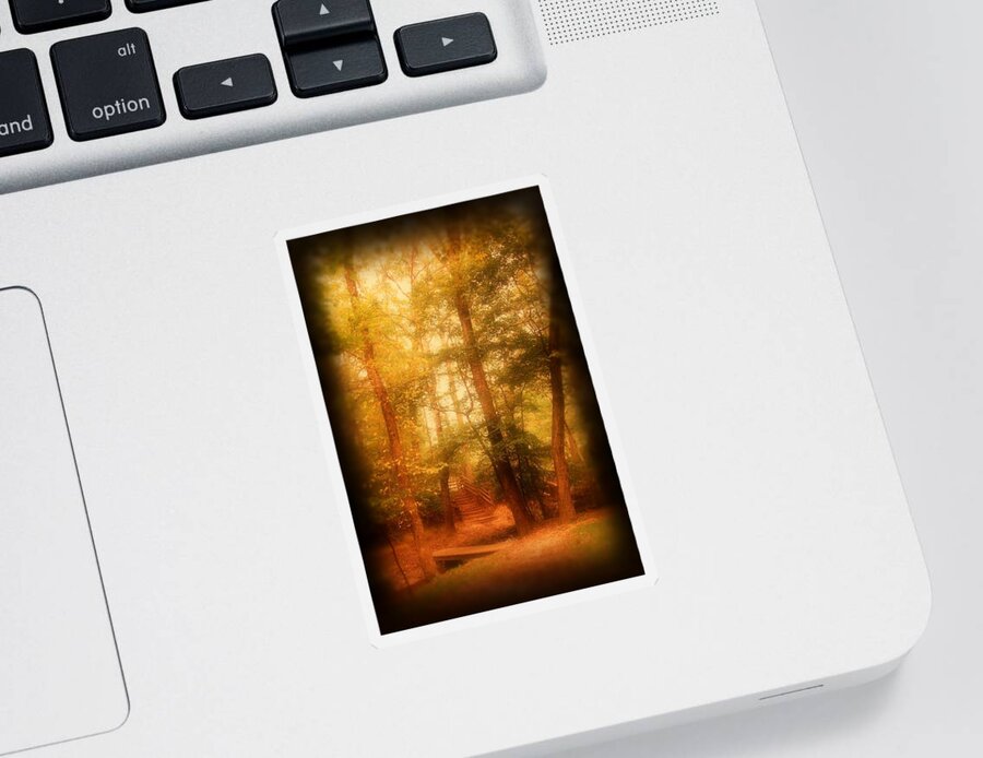Autumn Sticker featuring the photograph Enchanted Path 2 - Allaire State Park by Angie Tirado