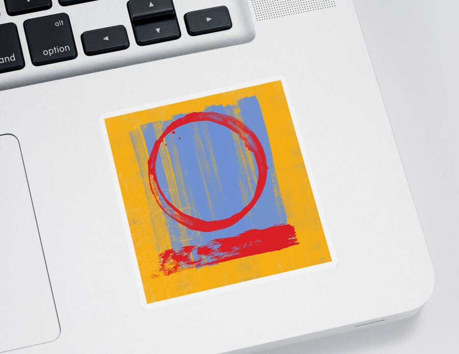 Red Sticker featuring the painting Enso by Julie Niemela