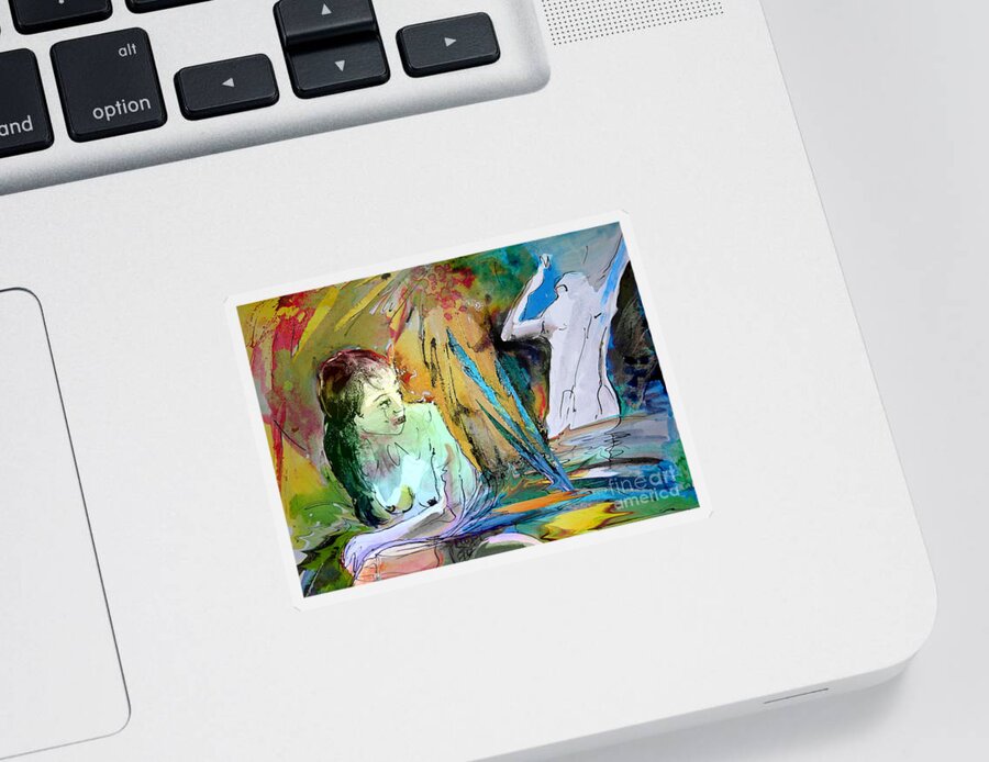 Miki Sticker featuring the painting Eroscape 15 1 by Miki De Goodaboom