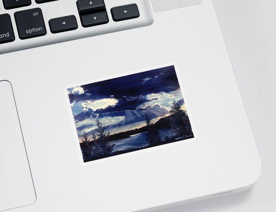 Landscape Sticker featuring the painting Evening Lake by Steve Karol