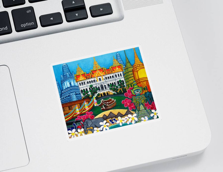 Bangkok Sticker featuring the painting Exotic Bangkok by Lisa Lorenz