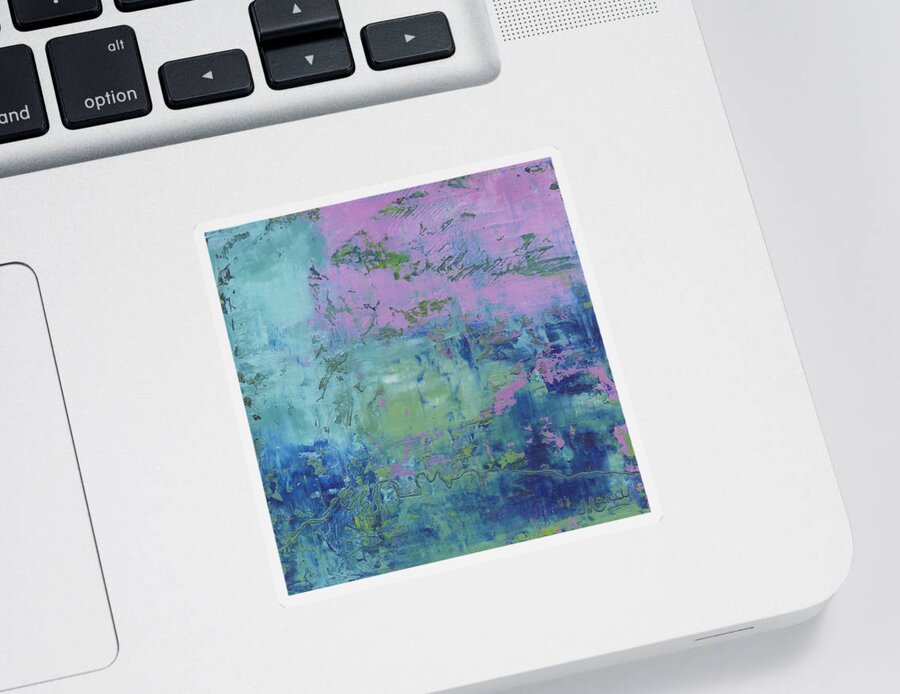 Abstract Sticker featuring the painting Exotic by Marcy Brennan