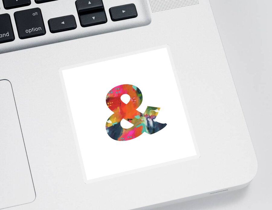 Ampersand Sticker featuring the painting Expressionist Ampersand-Monogram Art by Linda Woods by Linda Woods
